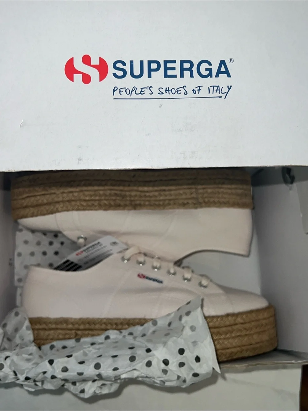 NWT Superga 2790 Rope Platform Espadrille Sneakers Light Pink Size 10